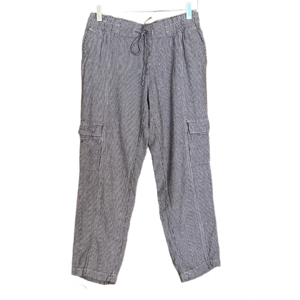 Old Navy Striped Linen Cargo Pull On Capri Pants XS